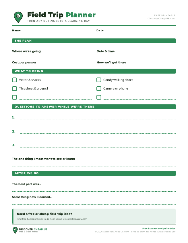 Preview of Field Trip Planner