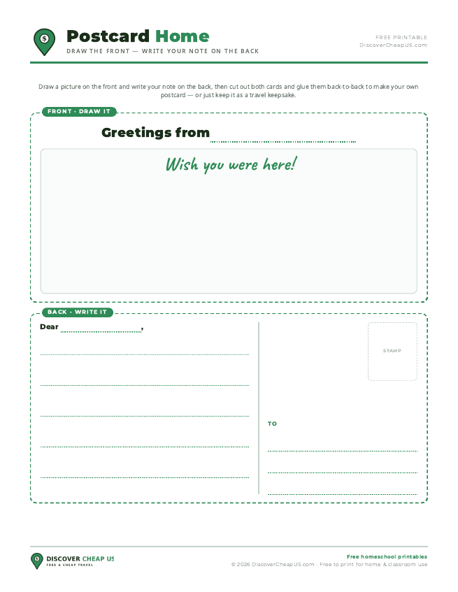Preview of Postcard Home
