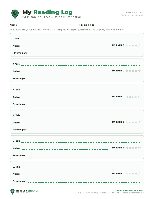 Preview of Reading Log